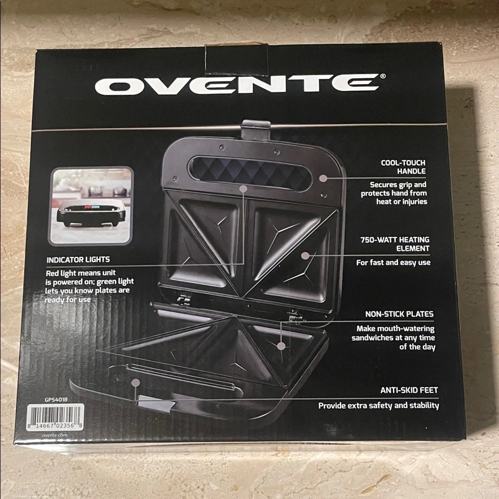 Ovente Black Electric Sandwich Maker